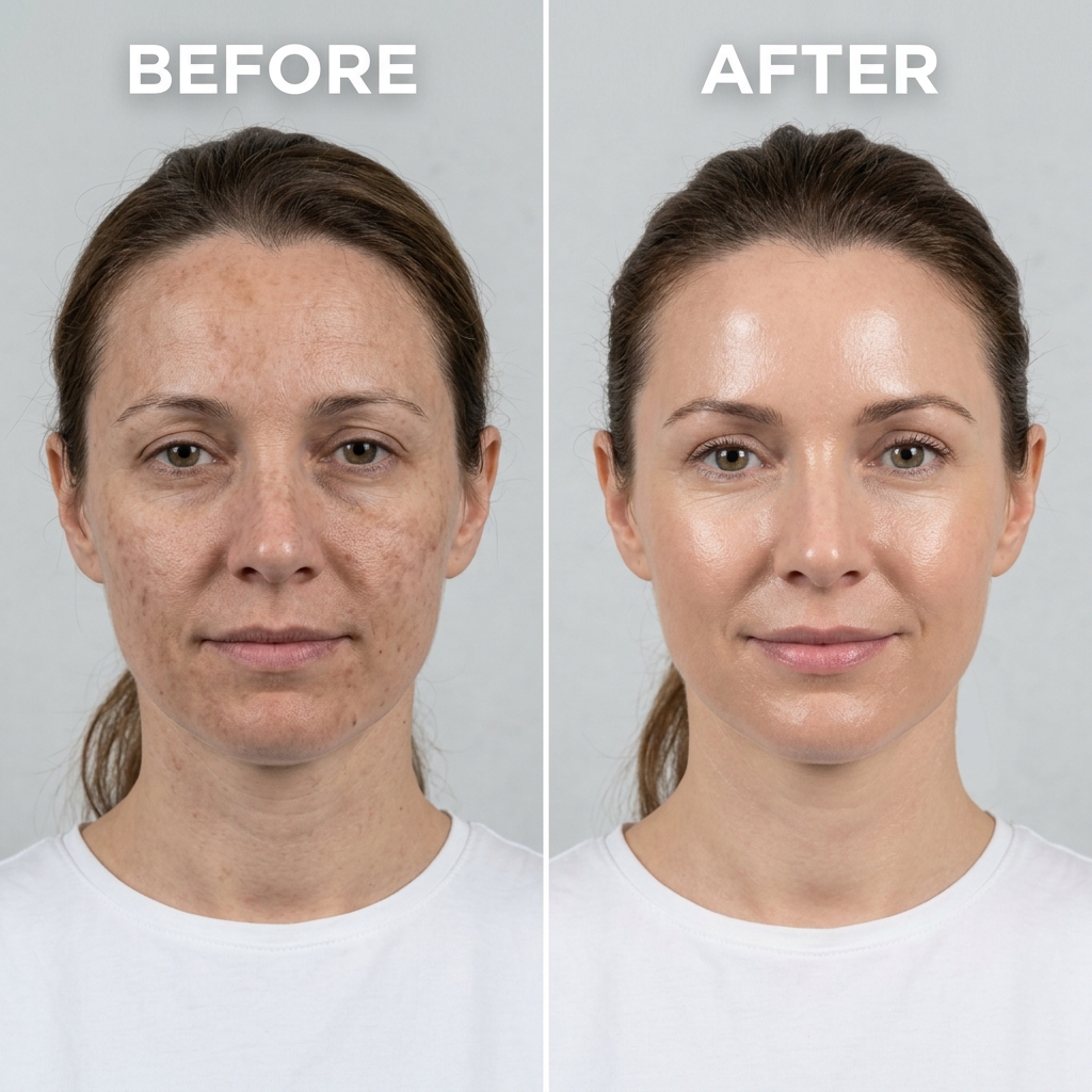 Resultado de peeling químico — antes e depois